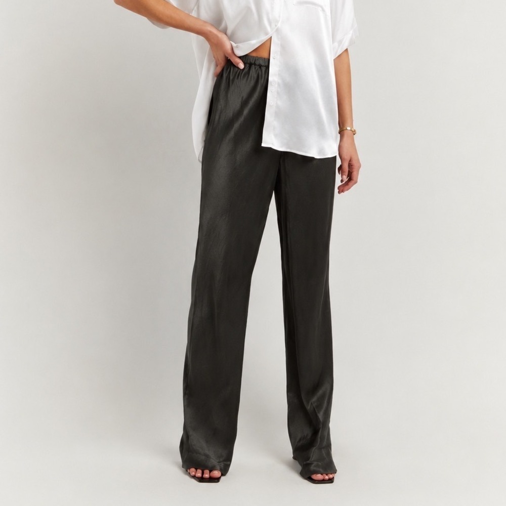 DISSH Simone Pants Charcoal Grey Slim Leg Pull On Office Minimalist US 6